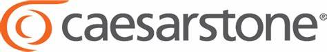 Logo of caesarstone featuring orange and gray text with a circular orange graphic element.