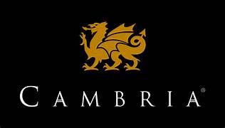 Logo of cambria featuring a golden dragon on a black background with the word "cambria" in white text.